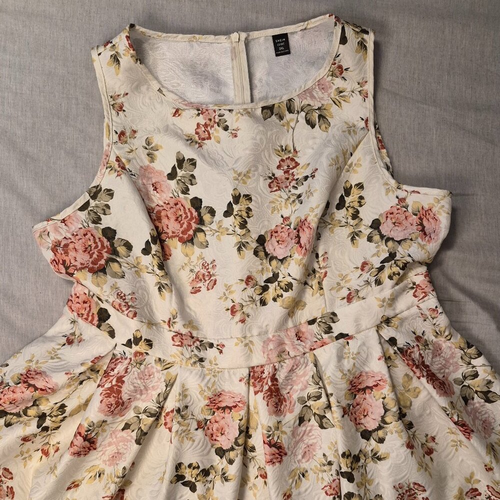 White Floral Jacquard Dress